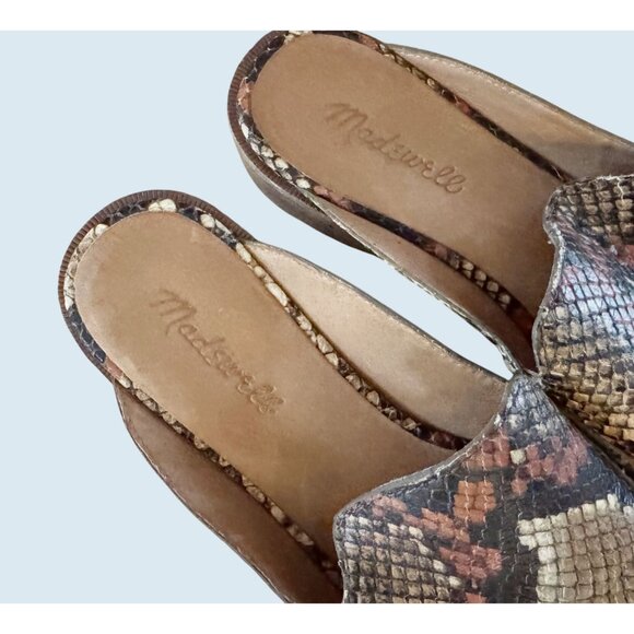 MADEWELL Frances Textured Snakeskin Printed Loafer Mules Sz 7 - Picture 2 of 7